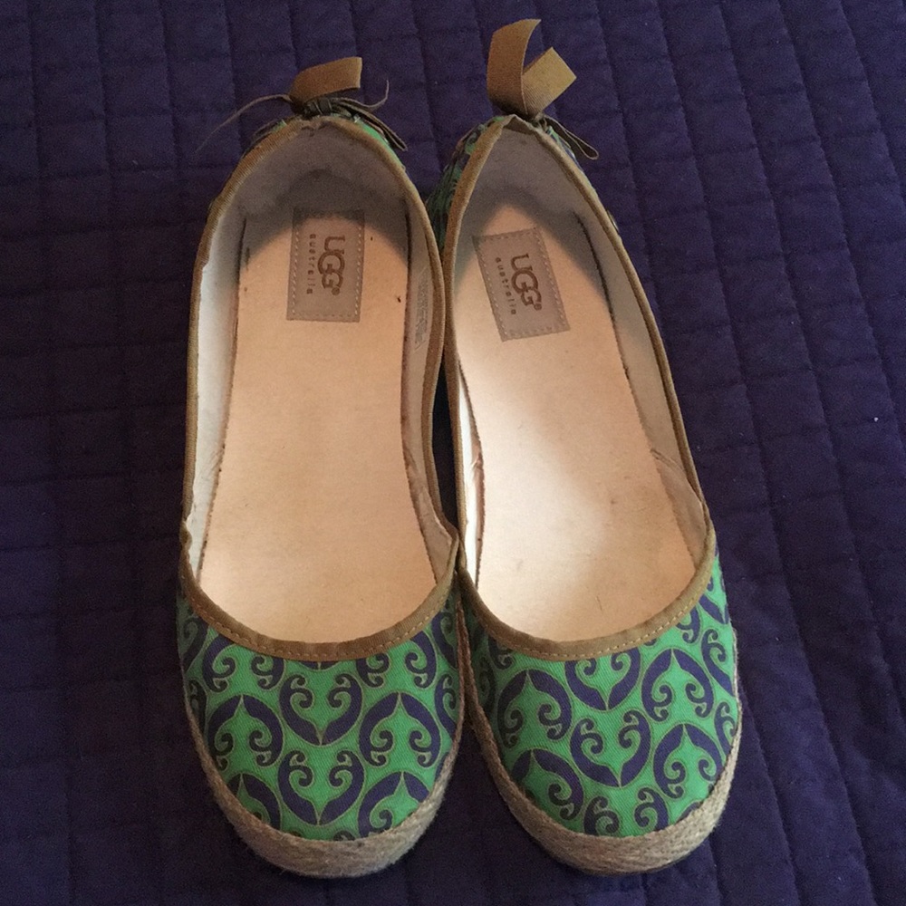 Ugg Green and Navy Flats